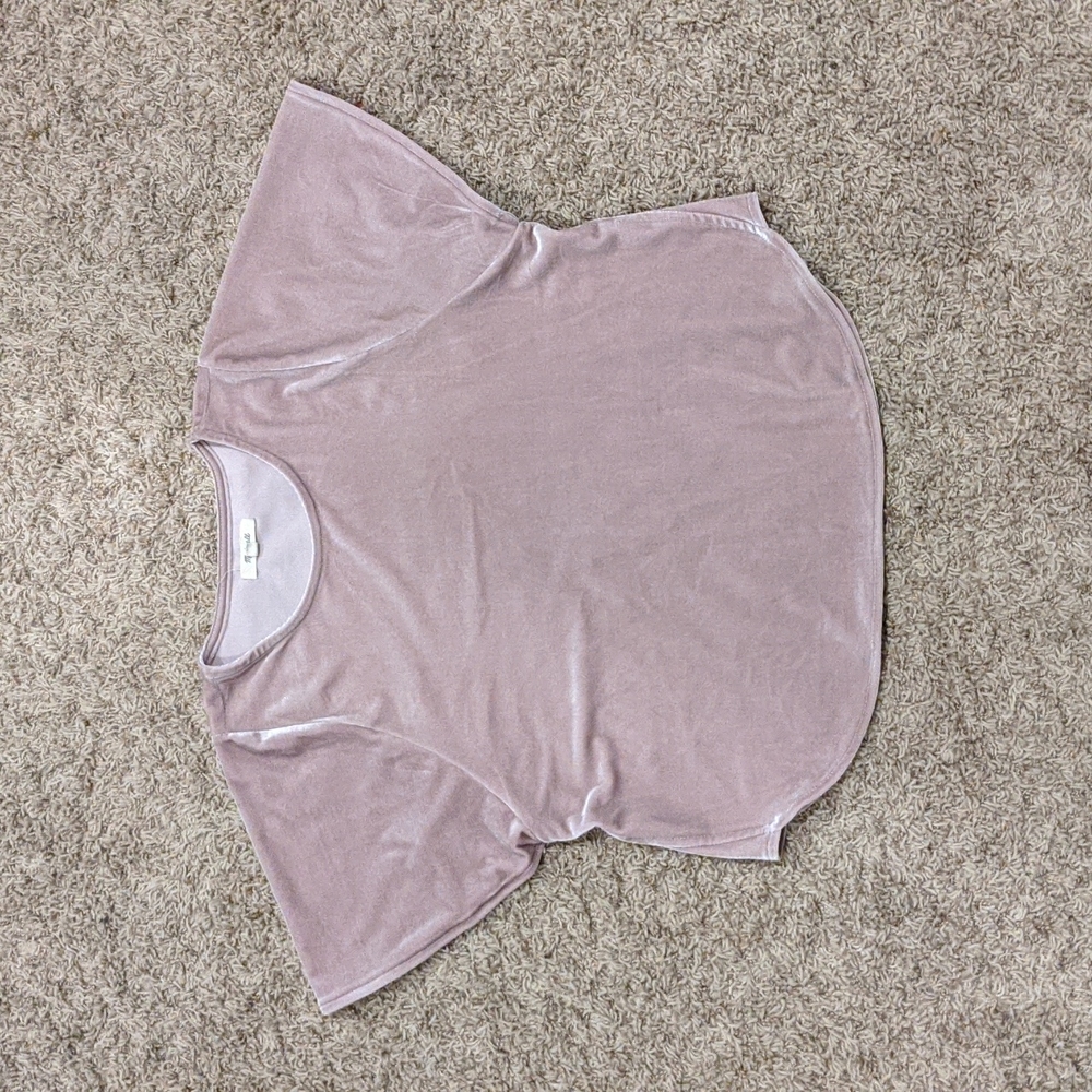 Madewell Velvet Waterfall Sleeve Top XS Beige (Anthropologie style)